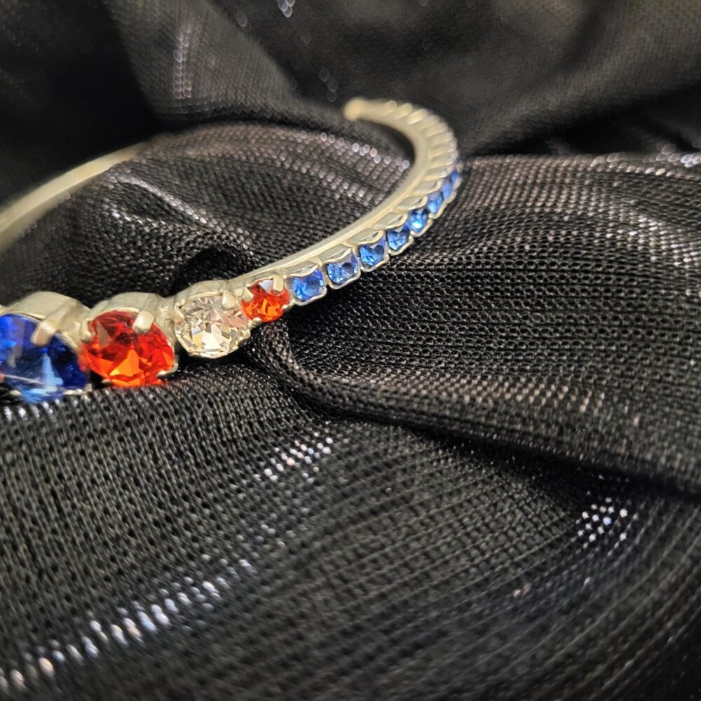 Women's Swarovski Orange, Blue, Clear Crystal Cuff Bracelet - Gators! - Picture 5 of 7